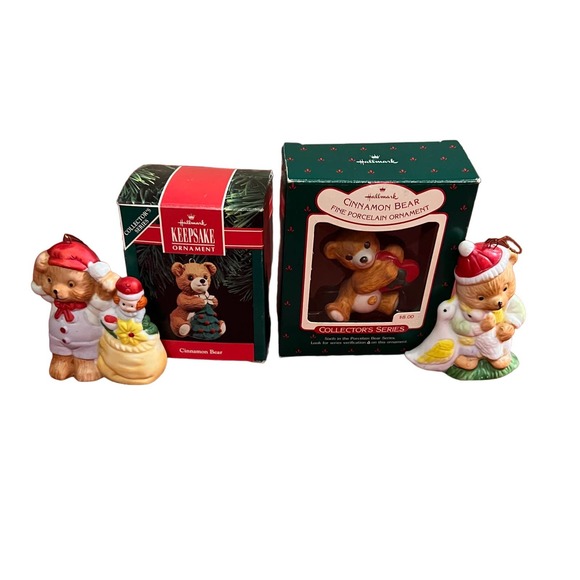 Hallmark Keepsake Vintage Christmas Ornaments Cinnamon Bear Porcelain Lot - Picture 1 of 7